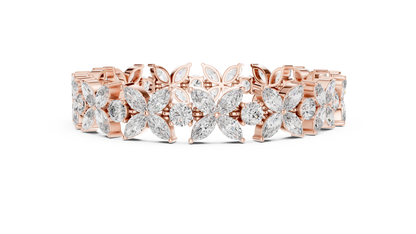 14.05CTW Marquise Floral Cluster Diamond Bracelet in Yellow Gold