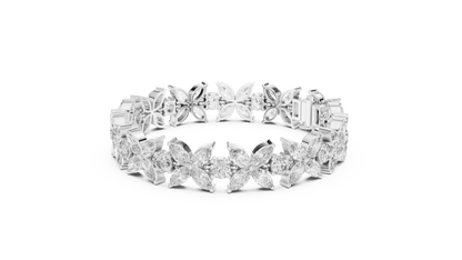14.05CTW Marquise Floral Cluster Diamond Bracelet in Yellow Gold