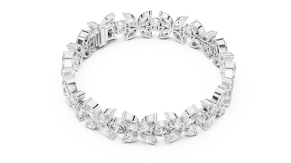 14.05CTW Marquise Floral Cluster Diamond Bracelet in Yellow Gold