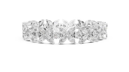 14.05CTW Marquise Floral Cluster Diamond Bracelet in Yellow Gold