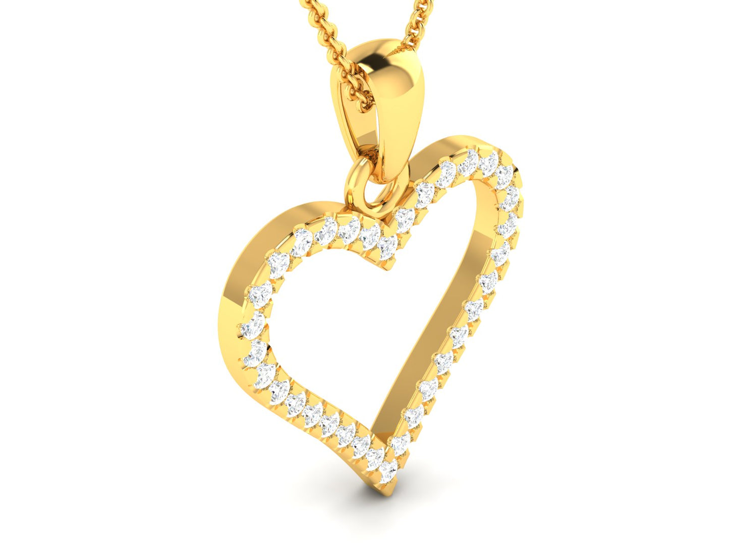 Delicate Hart Pendent With Diamond In Gold