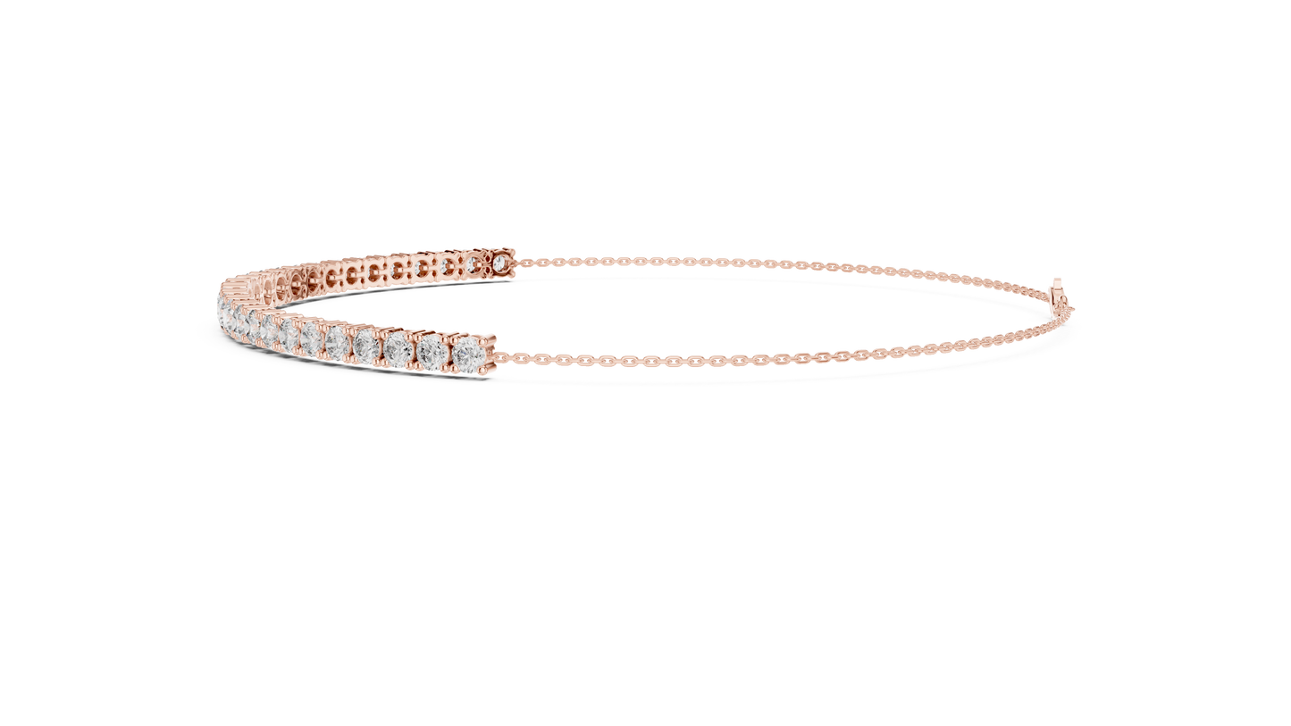 8.07CTW Graduated Round Diamond Tennis Chain Bracelet in Yellow Gold