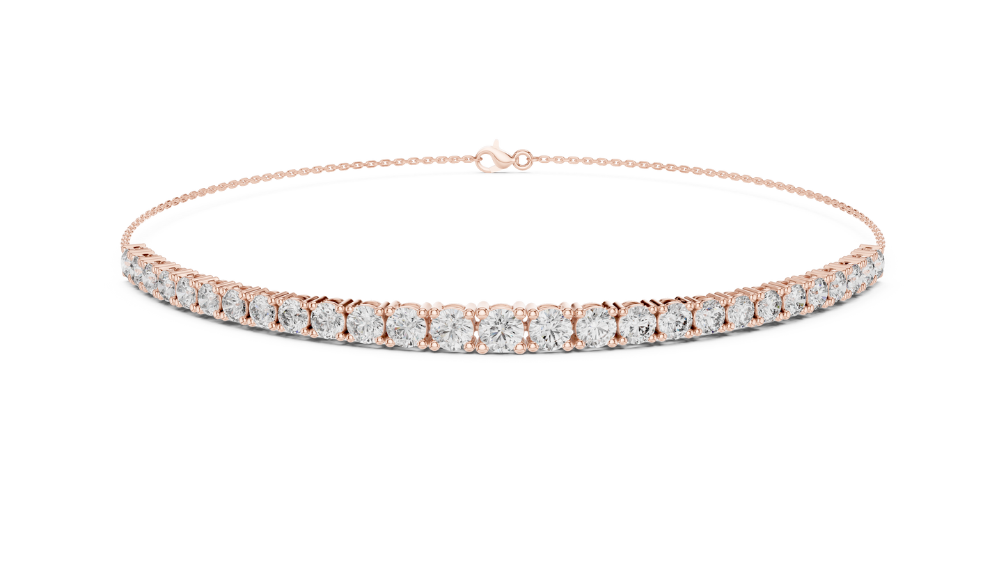 8.07CTW Graduated Round Diamond Tennis Chain Bracelet in Yellow Gold