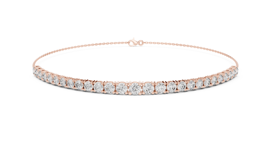 8.07CTW Graduated Round Diamond Tennis Chain Bracelet in Yellow Gold