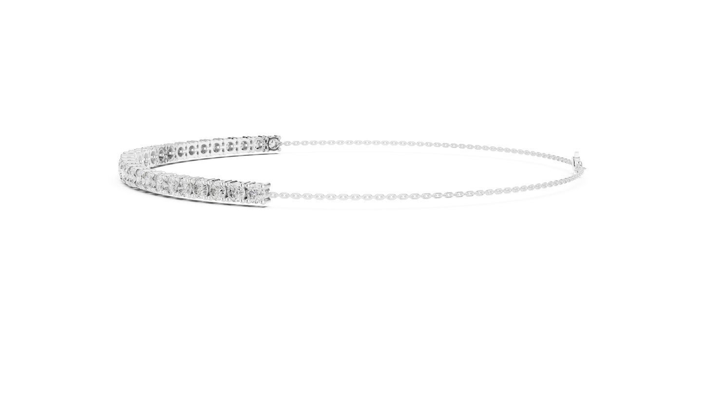 8.07CTW Graduated Round Diamond Tennis Chain Bracelet in Yellow Gold