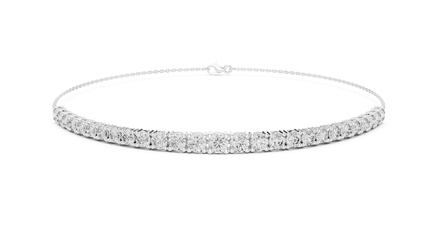8.07CTW Graduated Round Diamond Tennis Chain Bracelet in Yellow Gold