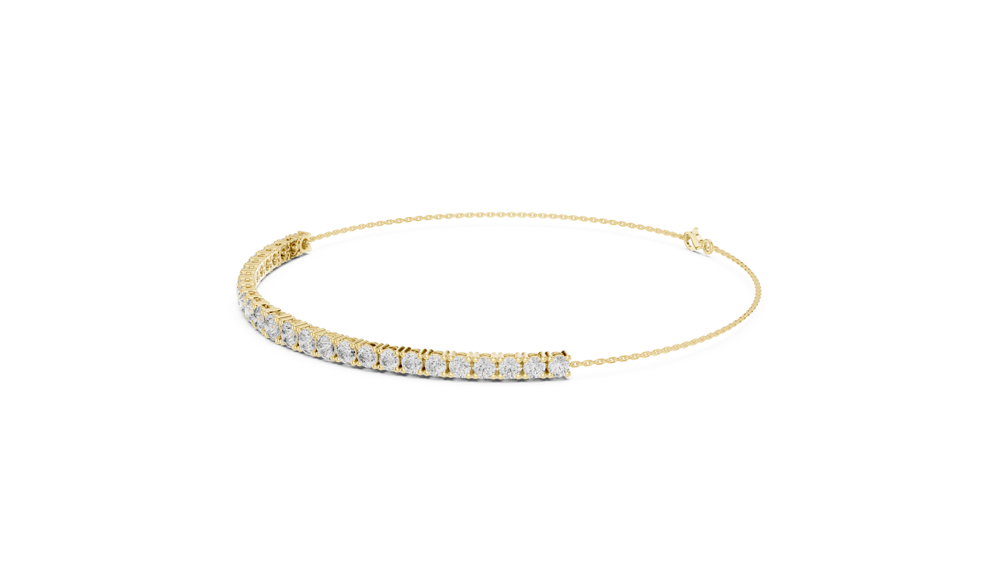 8.07CTW Graduated Round Diamond Tennis Chain Bracelet in Yellow Gold