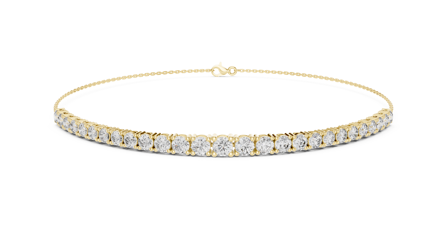 8.07CTW Graduated Round Diamond Tennis Chain Bracelet in Yellow Gold