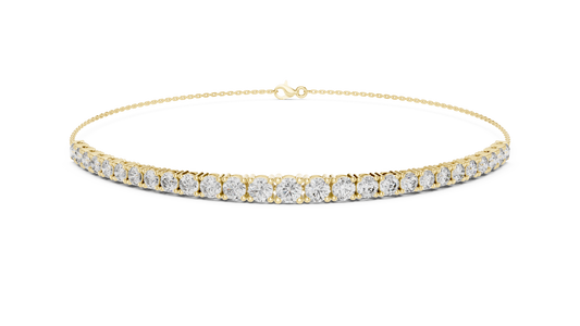 8.07CTW Graduated Round Diamond Tennis Chain Bracelet in Yellow Gold