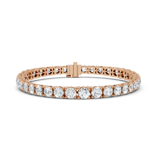 13.20 Carat Round Brilliant Cut Diamond Tennis Bracelet - Rose Gold