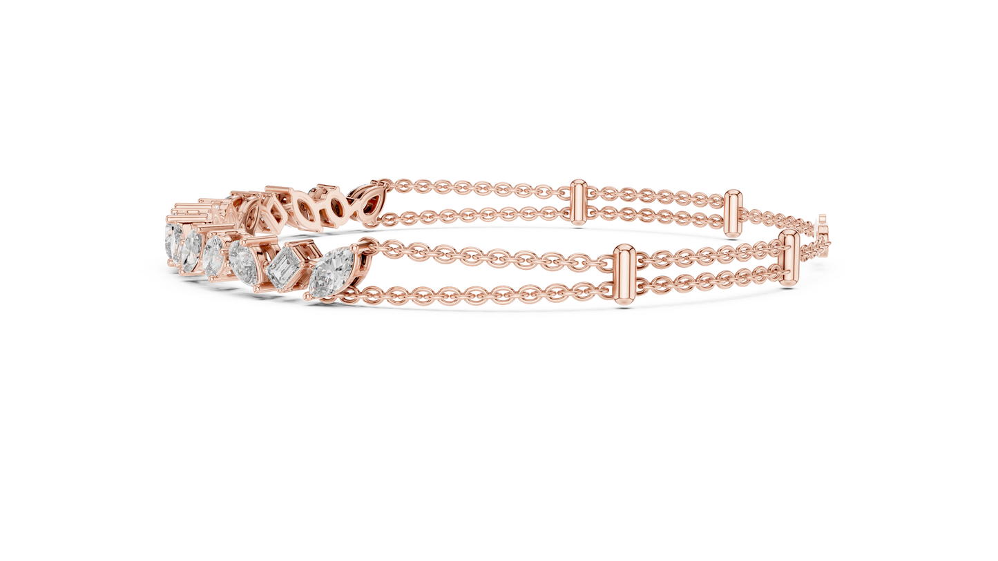 1.04CTW Asymmetric Multi-Shape Diamond Bracelet in Yelow Gold