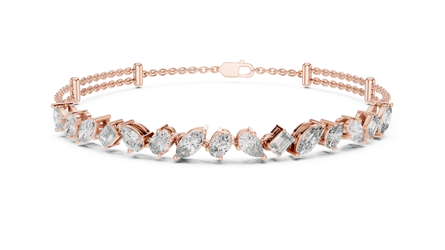 1.04CTW Asymmetric Multi-Shape Diamond Bracelet in Yelow Gold