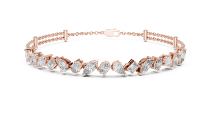 1.04CTW Asymmetric Multi-Shape Diamond Bracelet in Yelow Gold