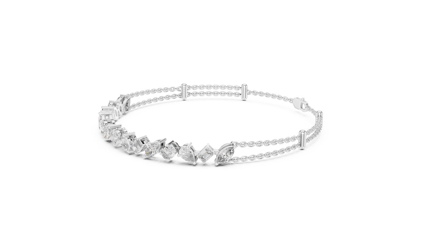 1.04CTW Asymmetric Multi-Shape Diamond Bracelet in Yelow Gold