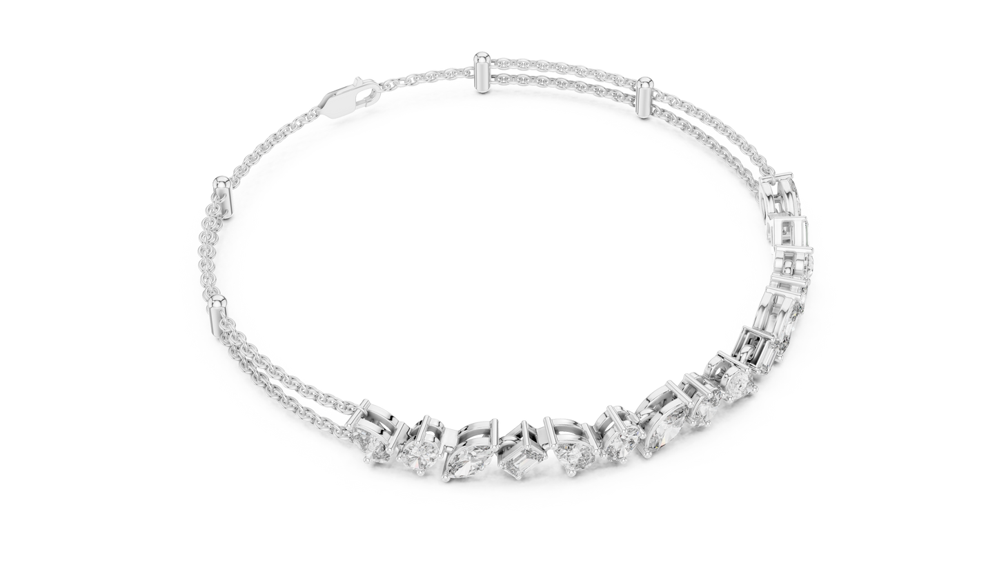 1.04CTW Asymmetric Multi-Shape Diamond Bracelet in Yelow Gold