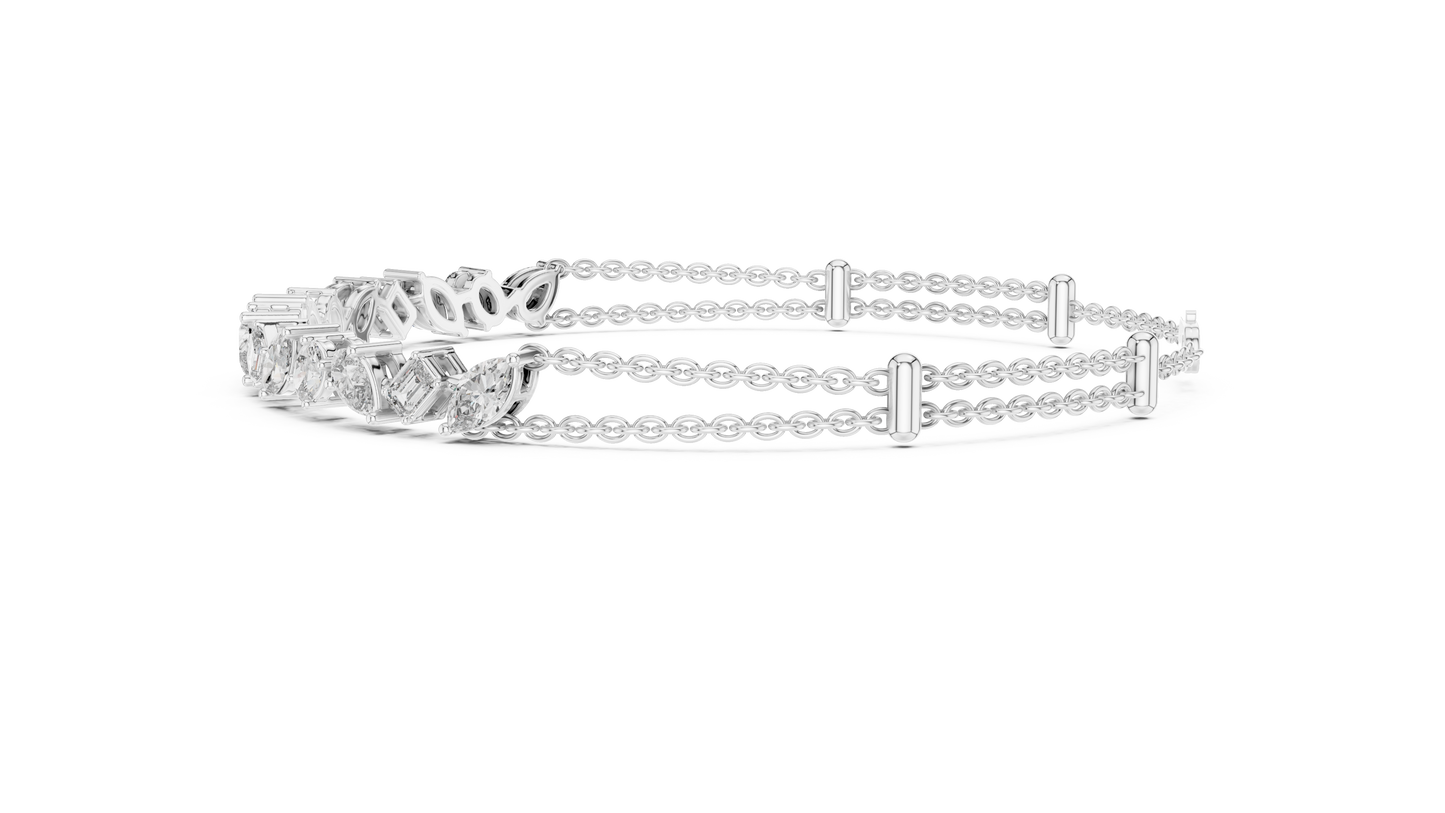 1.04CTW Asymmetric Multi-Shape Diamond Bracelet in Yelow Gold