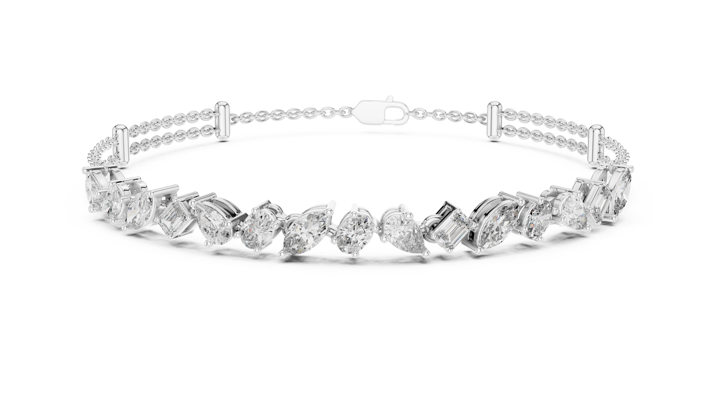 1.04CTW Asymmetric Multi-Shape Diamond Bracelet in Yelow Gold