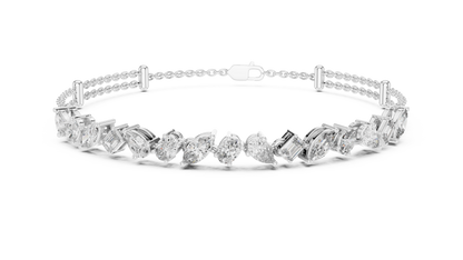 1.04CTW Asymmetric Multi-Shape Diamond Bracelet in Yelow Gold