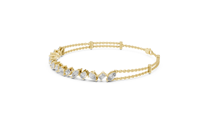 1.04CTW Asymmetric Multi-Shape Diamond Bracelet in Yelow Gold