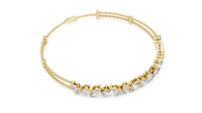 1.04CTW Asymmetric Multi-Shape Diamond Bracelet in Yelow Gold