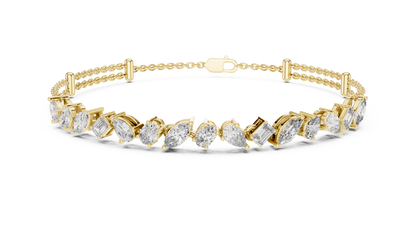 1.04CTW Asymmetric Multi-Shape Diamond Bracelet in Yelow Gold