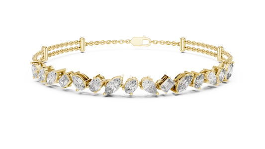 1.04CTW Asymmetric Multi-Shape Diamond Bracelet in Yelow Gold