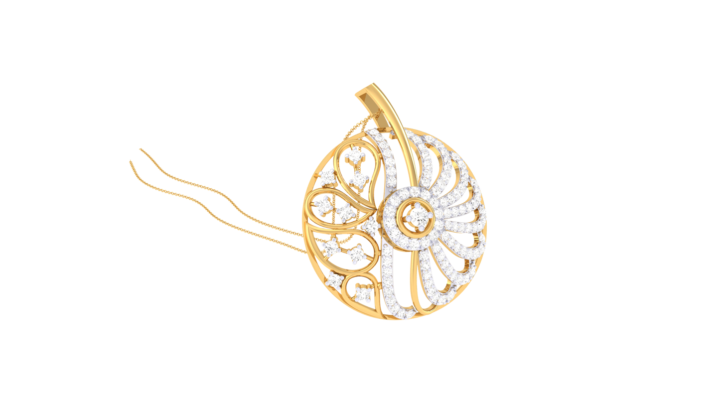 Duality Madallion Pendent In Gold - 0.87 Ct Stunning Diamonds