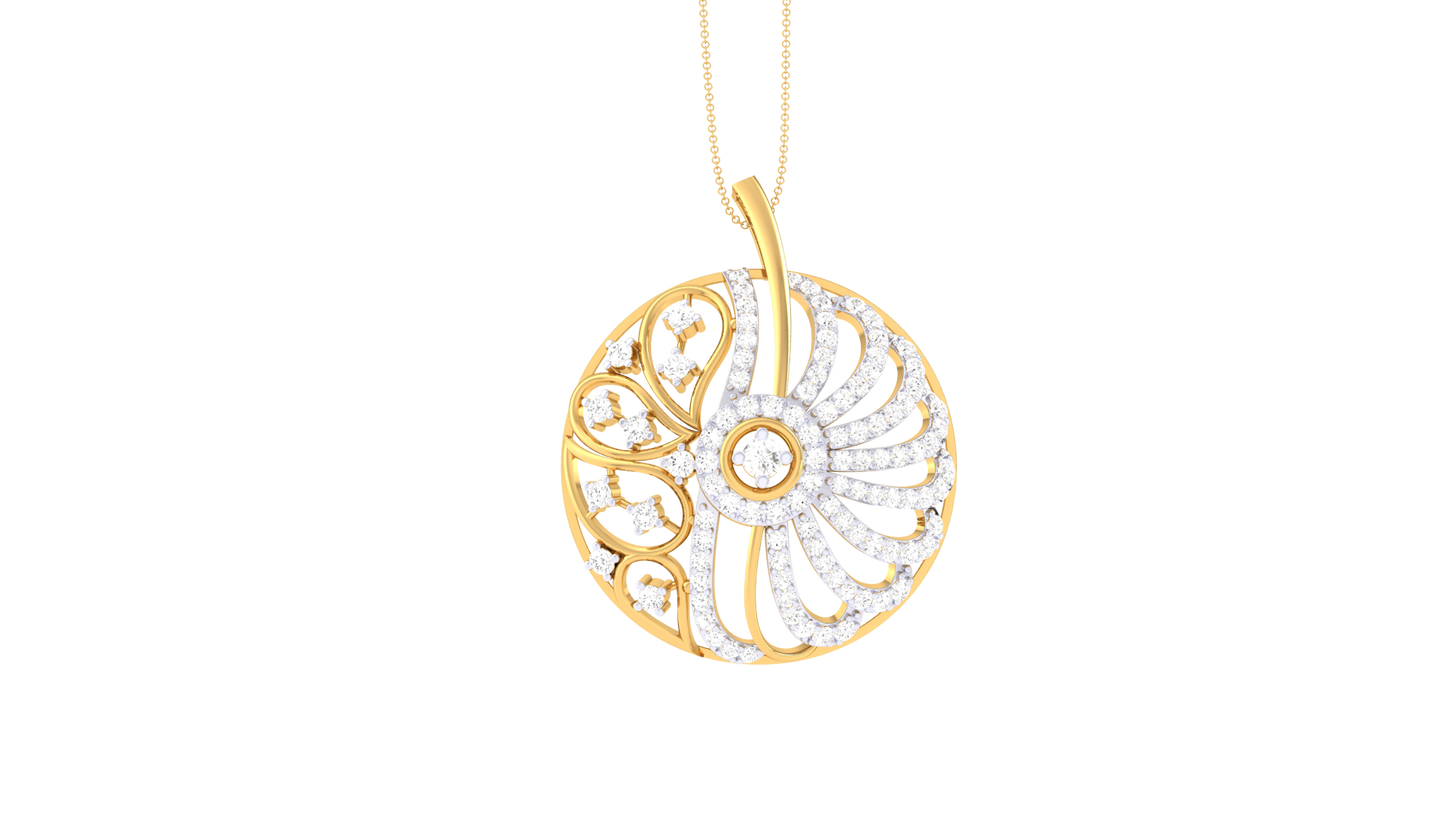 Duality Madallion Pendent In Gold - 0.87 Ct Stunning Diamonds