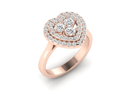 0.76 Ct Heart-Shaped Diamond Ring in Rose Gold – A Symbol of Timeless Romance