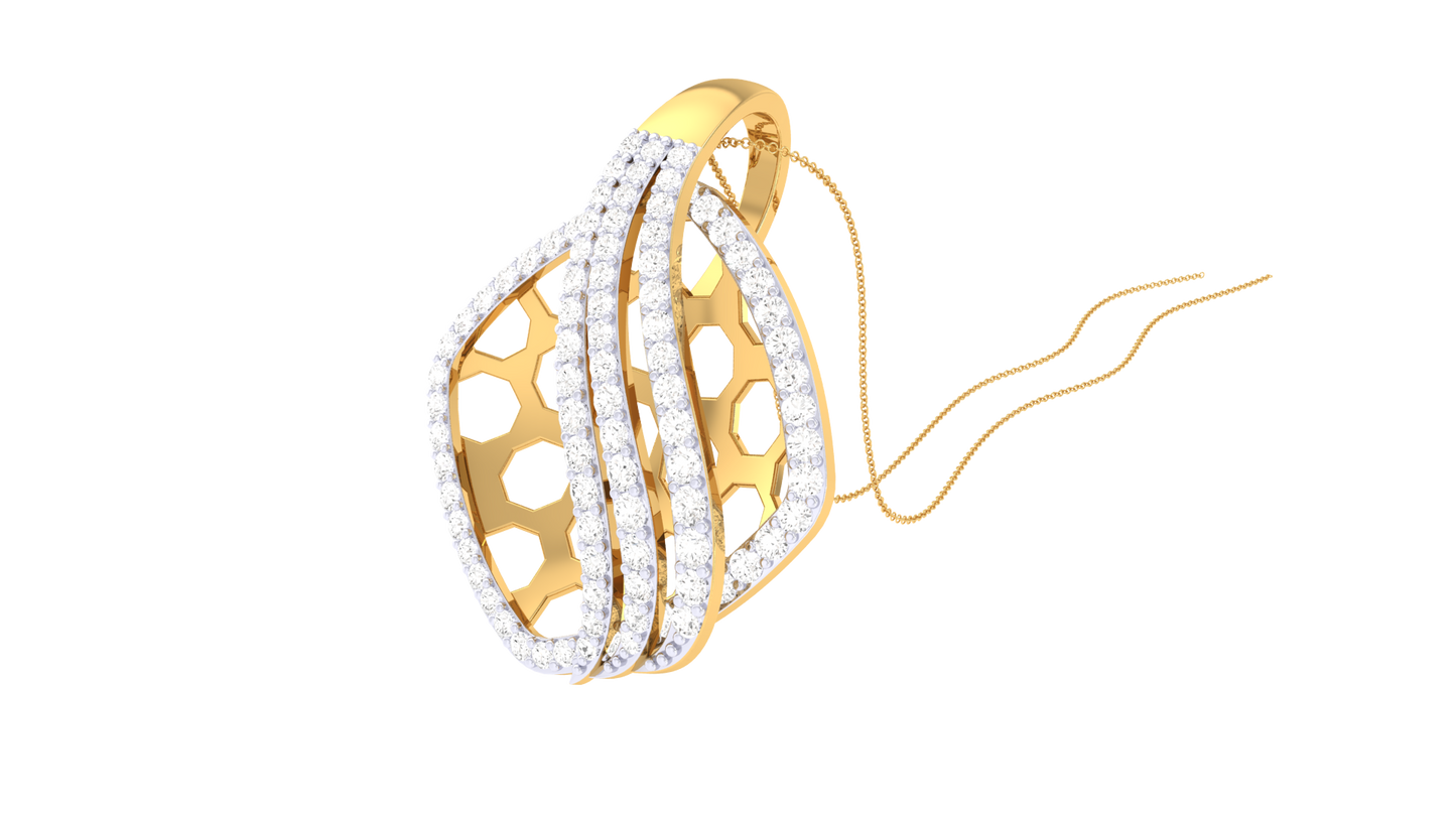 Chic Flow Golden Pendent - 0.63 Ct Dazzling Diamonds