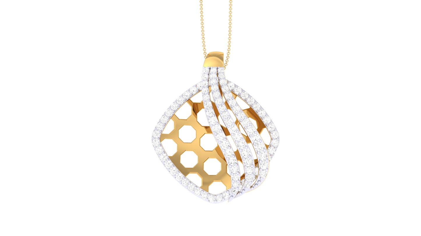 Chic Flow Golden Pendent - 0.63 Ct Dazzling Diamonds