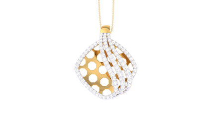Chic Flow Golden Pendent - 0.63 Ct Dazzling Diamonds