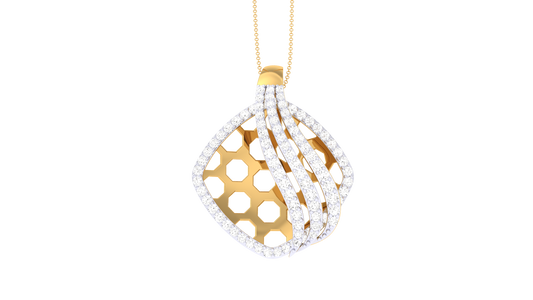 Chic Flow Golden Pendent - 0.63 Ct Dazzling Diamonds