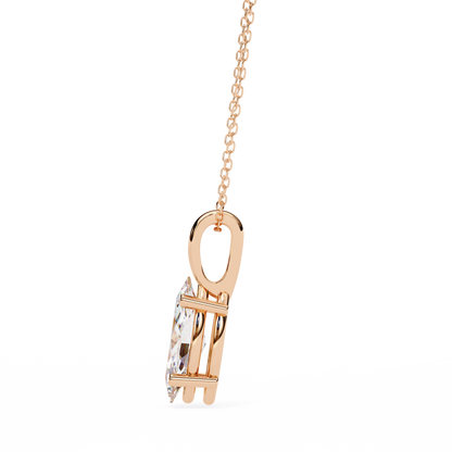 Golden Embrace: 0.93ct The Classic Marquise Solitaire Diamond Pendant