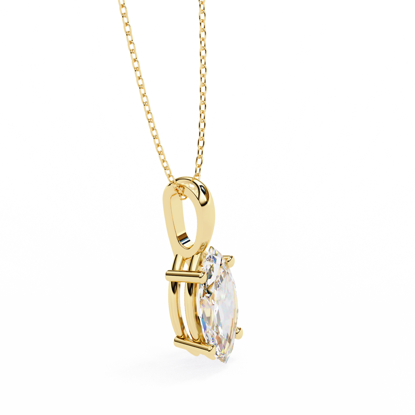 Golden Embrace: 0.93ct The Classic Marquise Solitaire Diamond Pendant