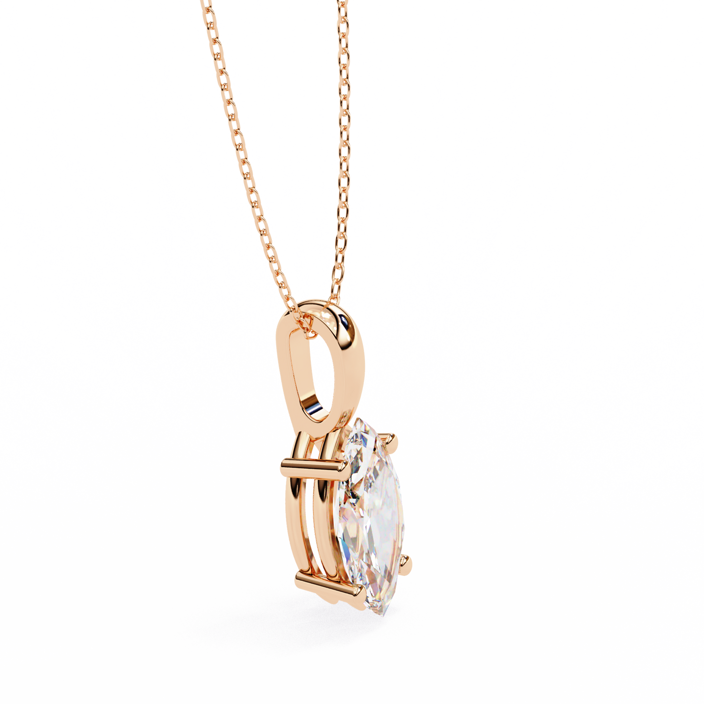 Golden Embrace: 0.93ct The Classic Marquise Solitaire Diamond Pendant