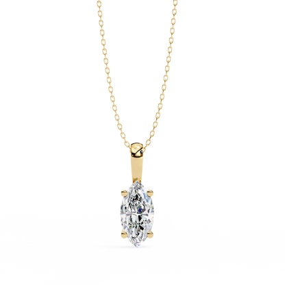 Golden Embrace: 0.93ct The Classic Marquise Solitaire Diamond Pendant