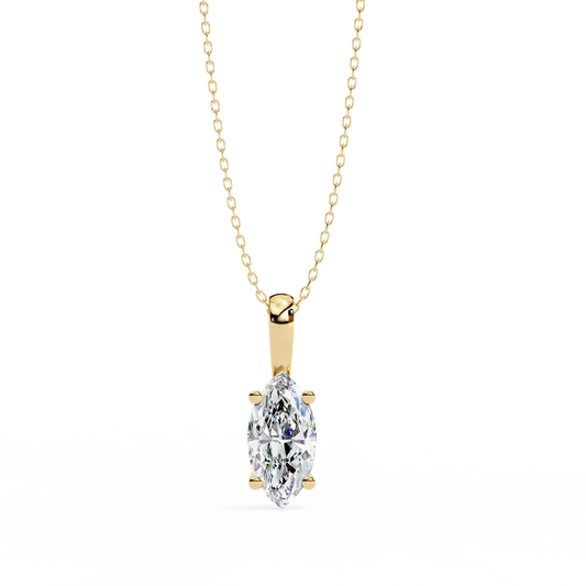 Golden Embrace: 0.93ct The Classic Marquise Solitaire Diamond Pendant