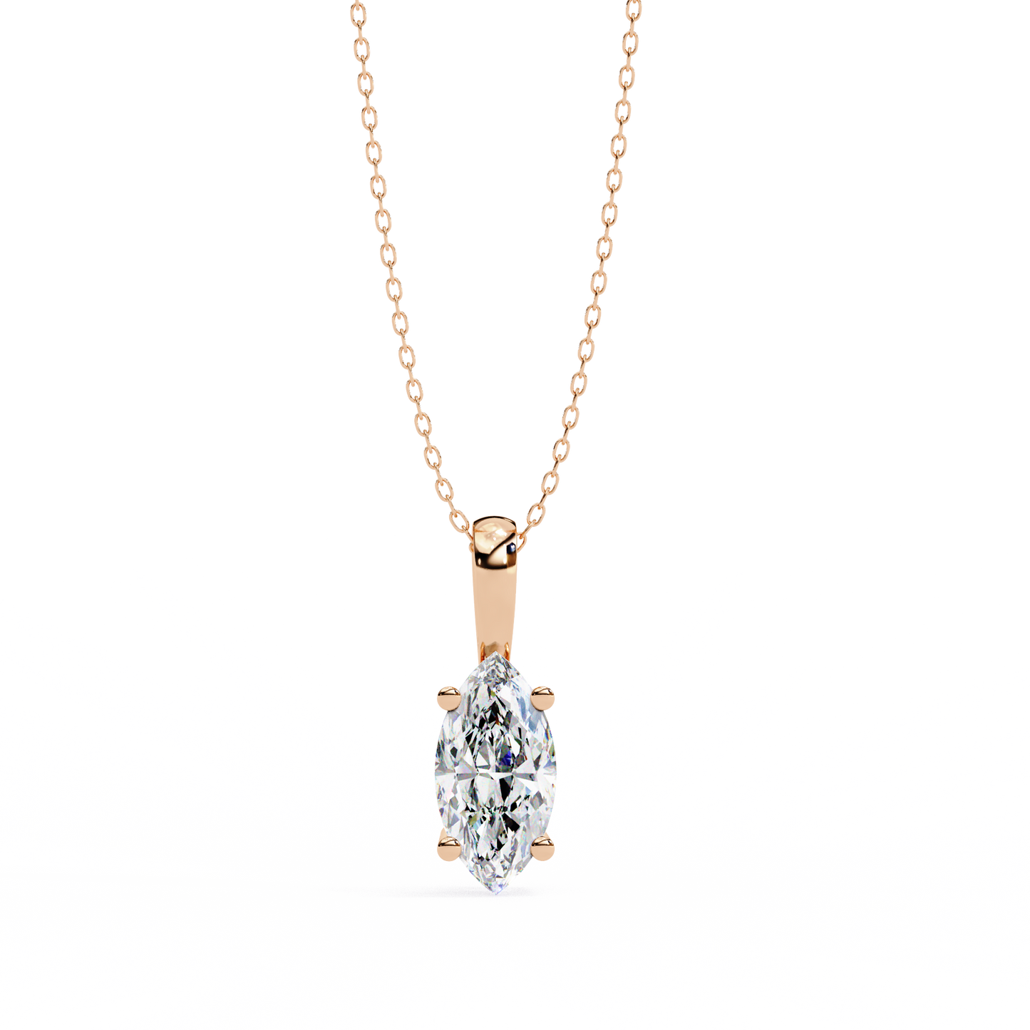Golden Embrace: 0.93ct The Classic Marquise Solitaire Diamond Pendant