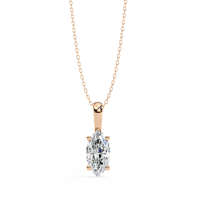 Golden Embrace: 0.93ct The Classic Marquise Solitaire Diamond Pendant