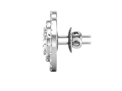 Gold Double Halo Diamond Stud Earrings - Round Brilliant Cut