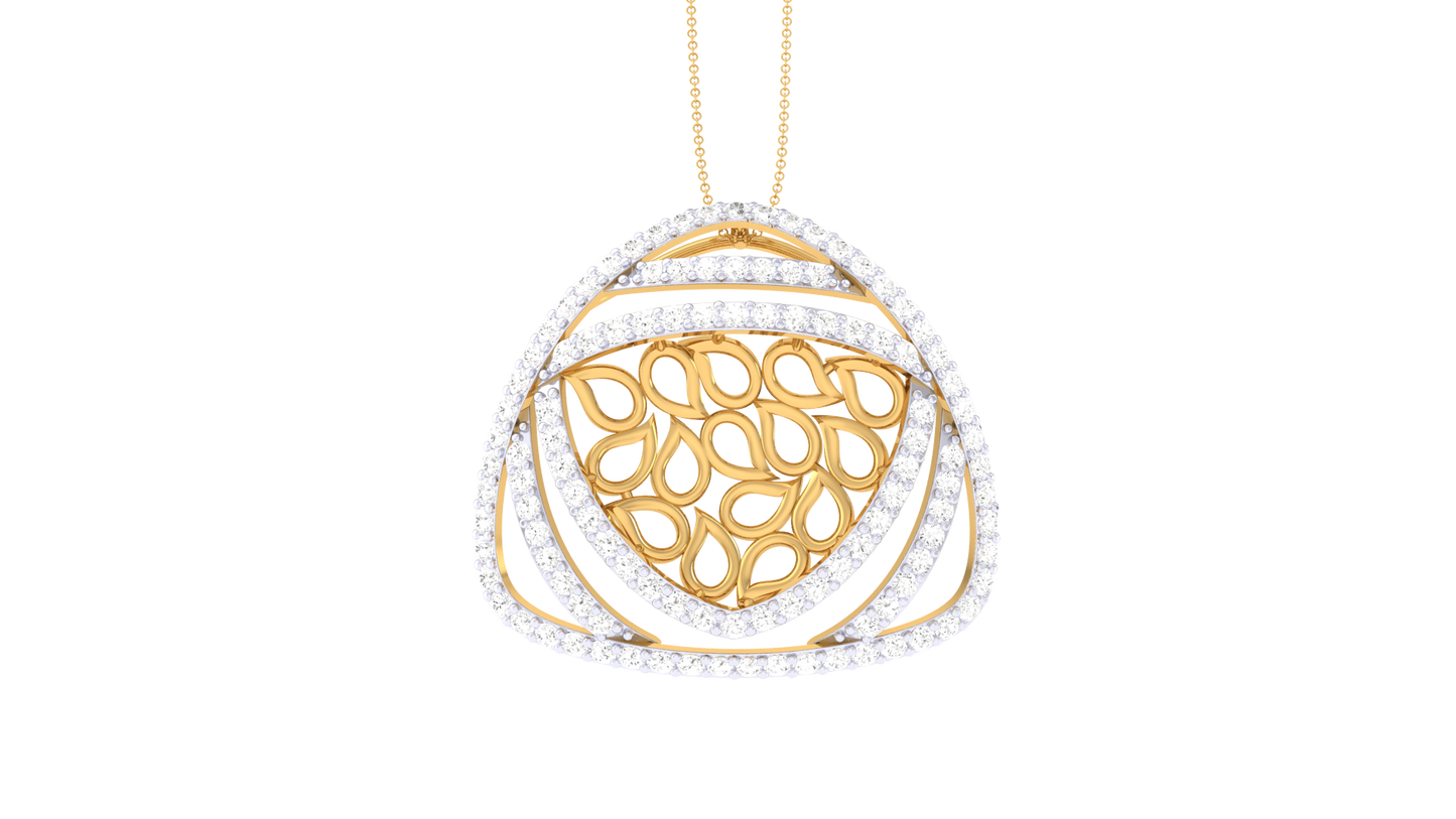 Delta Drop Pendent In Lustrous Gold - 1.09 Ct Round Diamonds