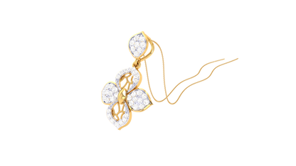 Sparking Clover Pendent In Luminious Yellow Gold - 0.29 Ct Diamond Cluster