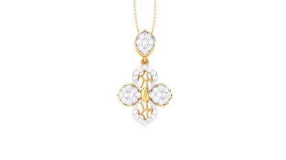 Sparking Clover Pendent In Luminious Yellow Gold - 0.29 Ct Diamond Cluster