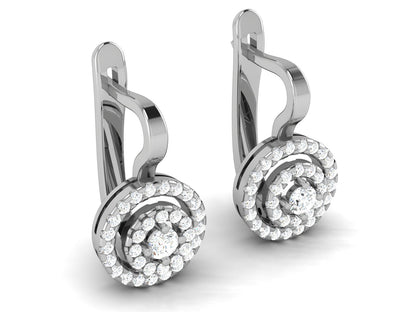 Gold Double Halo Diamond Hoop Earrings - 0.69 Ct