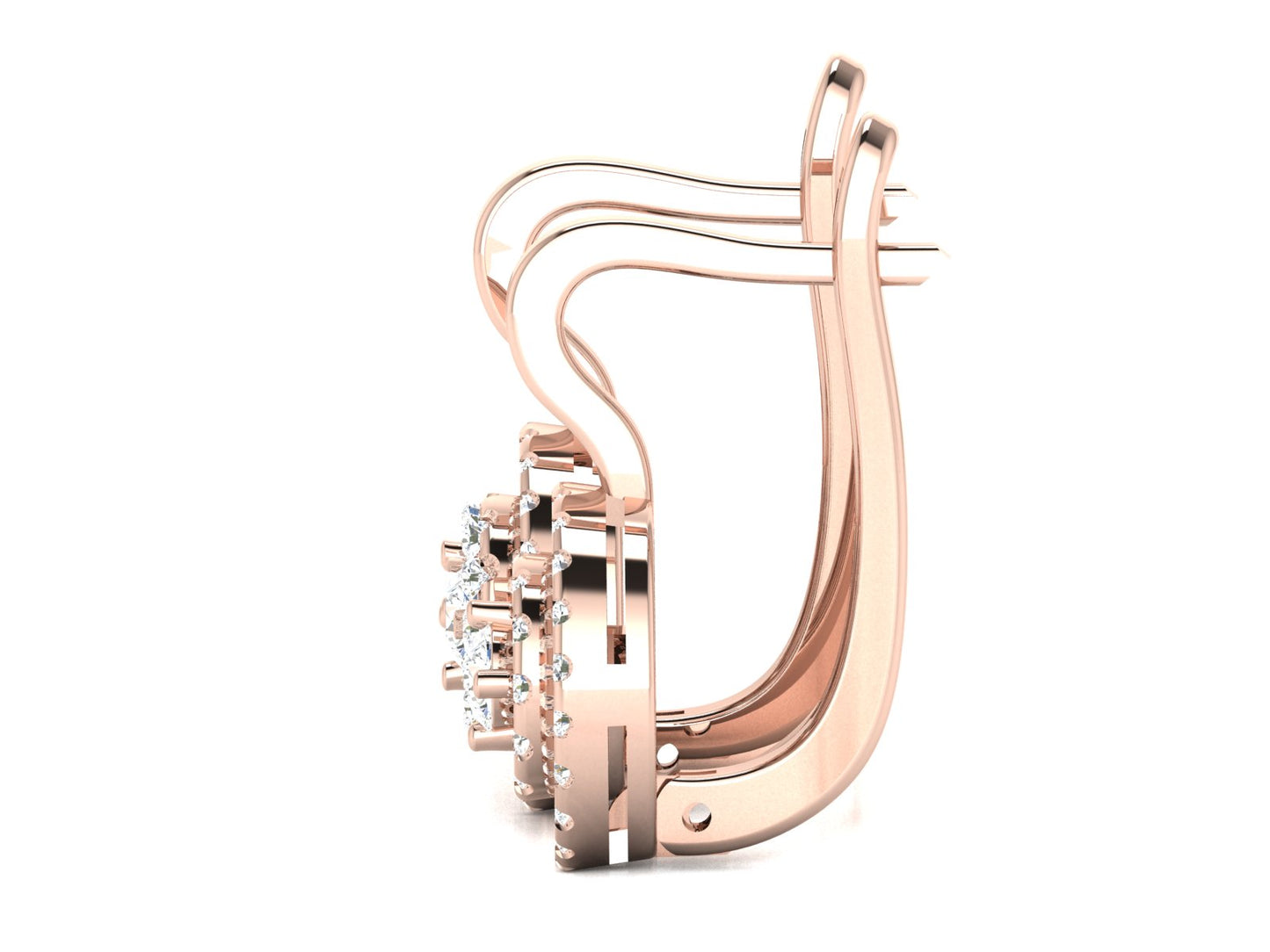 Gold Double Halo Diamond Hoop Earrings - 0.69 Ct