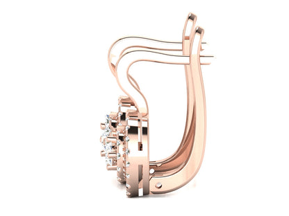 Gold Double Halo Diamond Hoop Earrings - 0.69 Ct