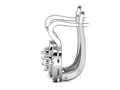 Gold Double Halo Diamond Hoop Earrings - 0.69 Ct