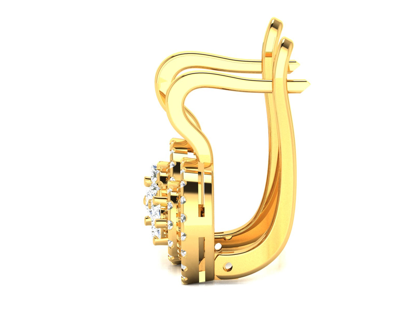 Gold Double Halo Diamond Hoop Earrings - 0.69 Ct