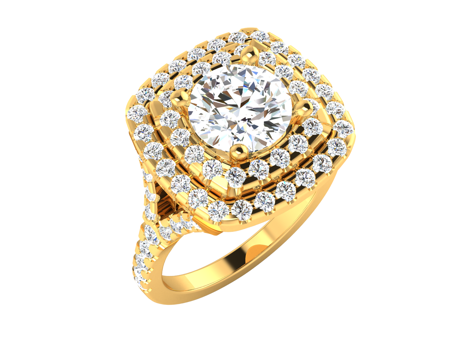 Éclat Vertige Tension  – 2.4ct Round Clustered Diamonds Gold Ring